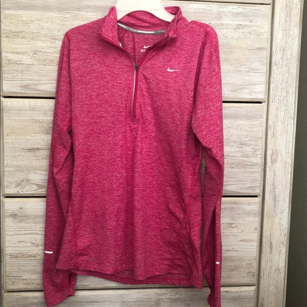 Heather pink pink half zip, size small, like new
